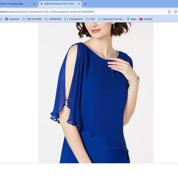 MSK Rhinestone-Trim Chiffon Popover Dress - Picture 6 of 6